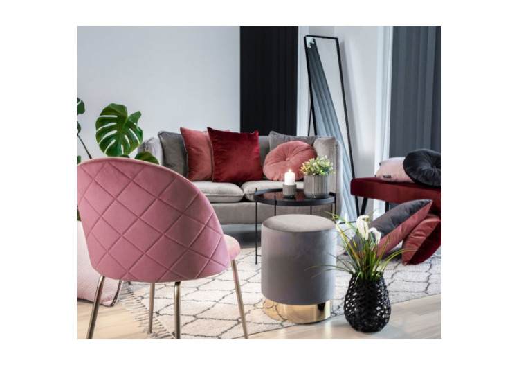 Chaise de Salle à Manger Geneve - Velours rose avec pieds en laiton - 1001250 - House Nordic 2