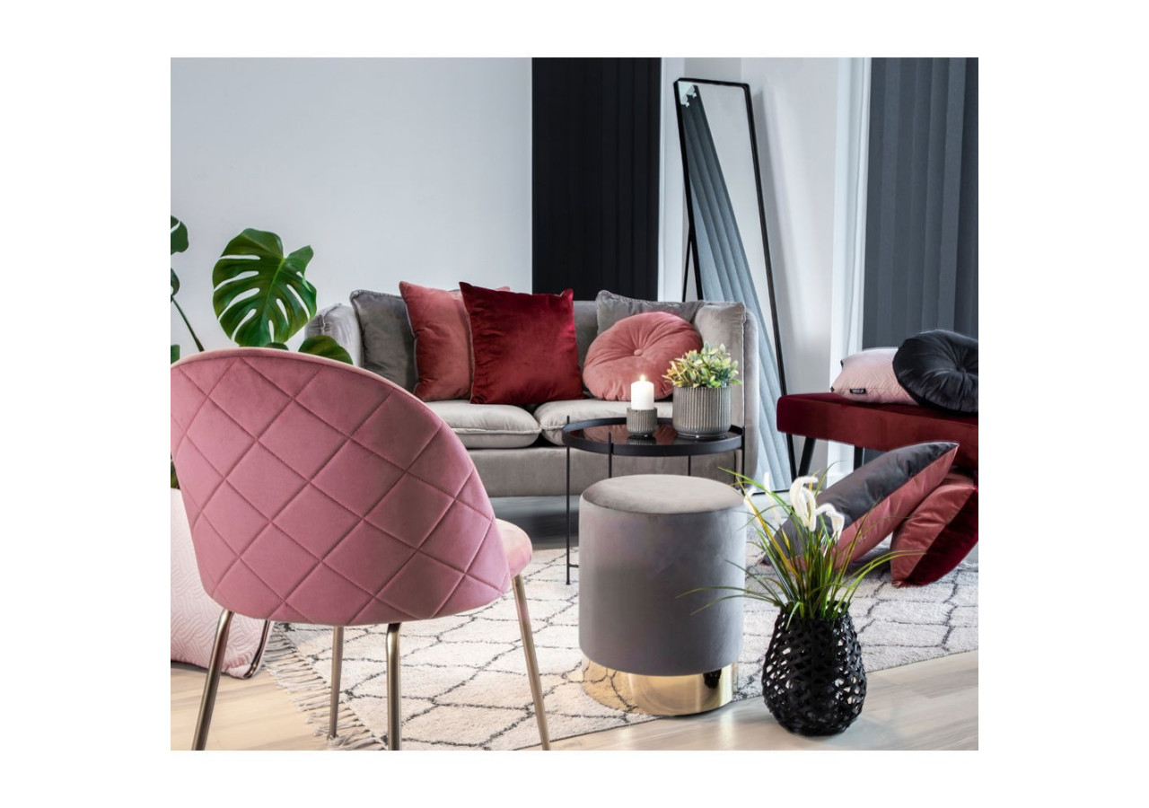Chaise de Salle à Manger Geneve - Velours rose avec pieds en laiton - 1001250 - House Nordic