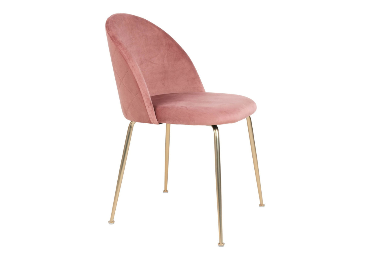 Chaise de Salle à Manger Geneve - Velours rose avec pieds en laiton - 1001250 - House Nordic