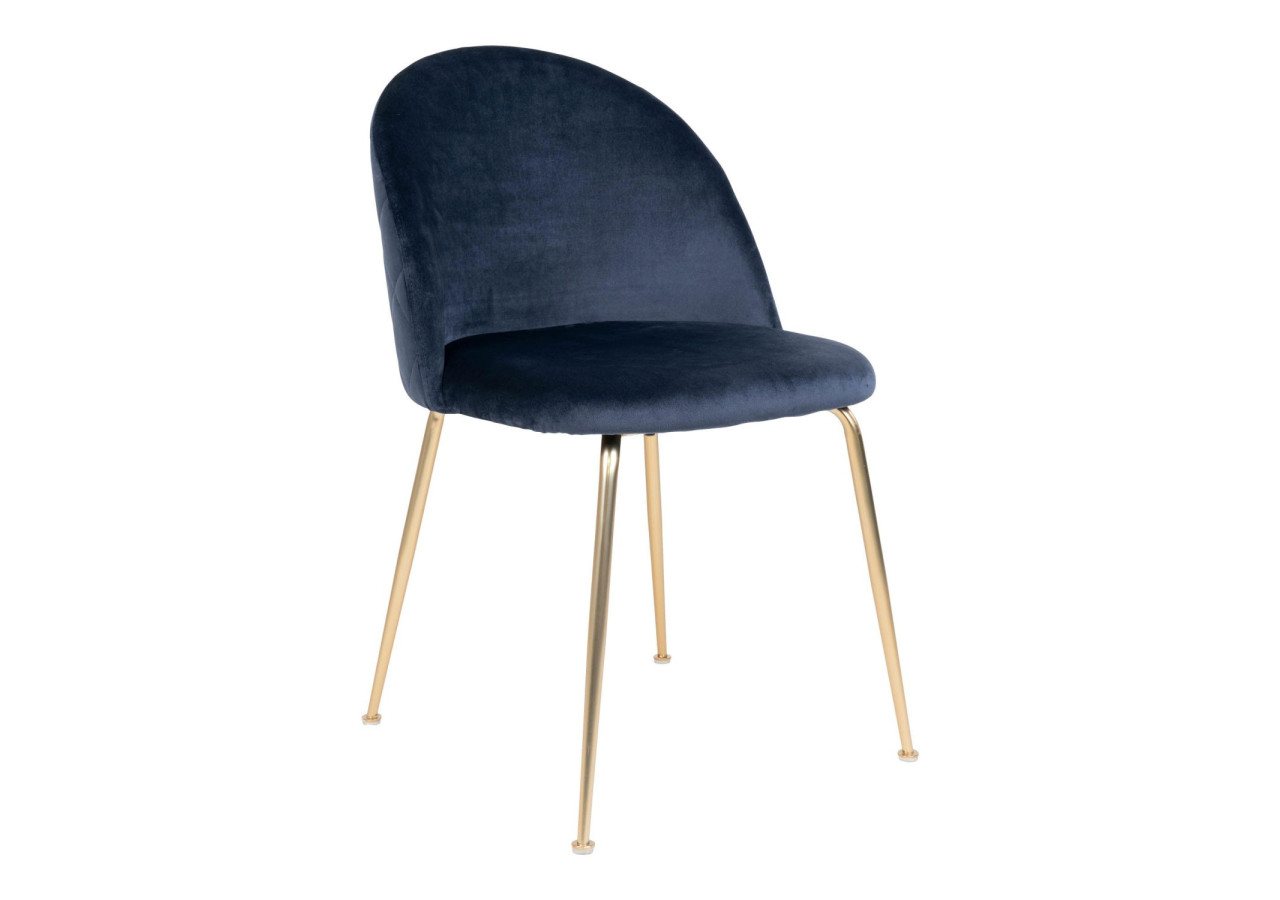 Chaise de Salle à Manger Geneve - Velours bleu avec pieds en laiton - 1001251 - House Nordic