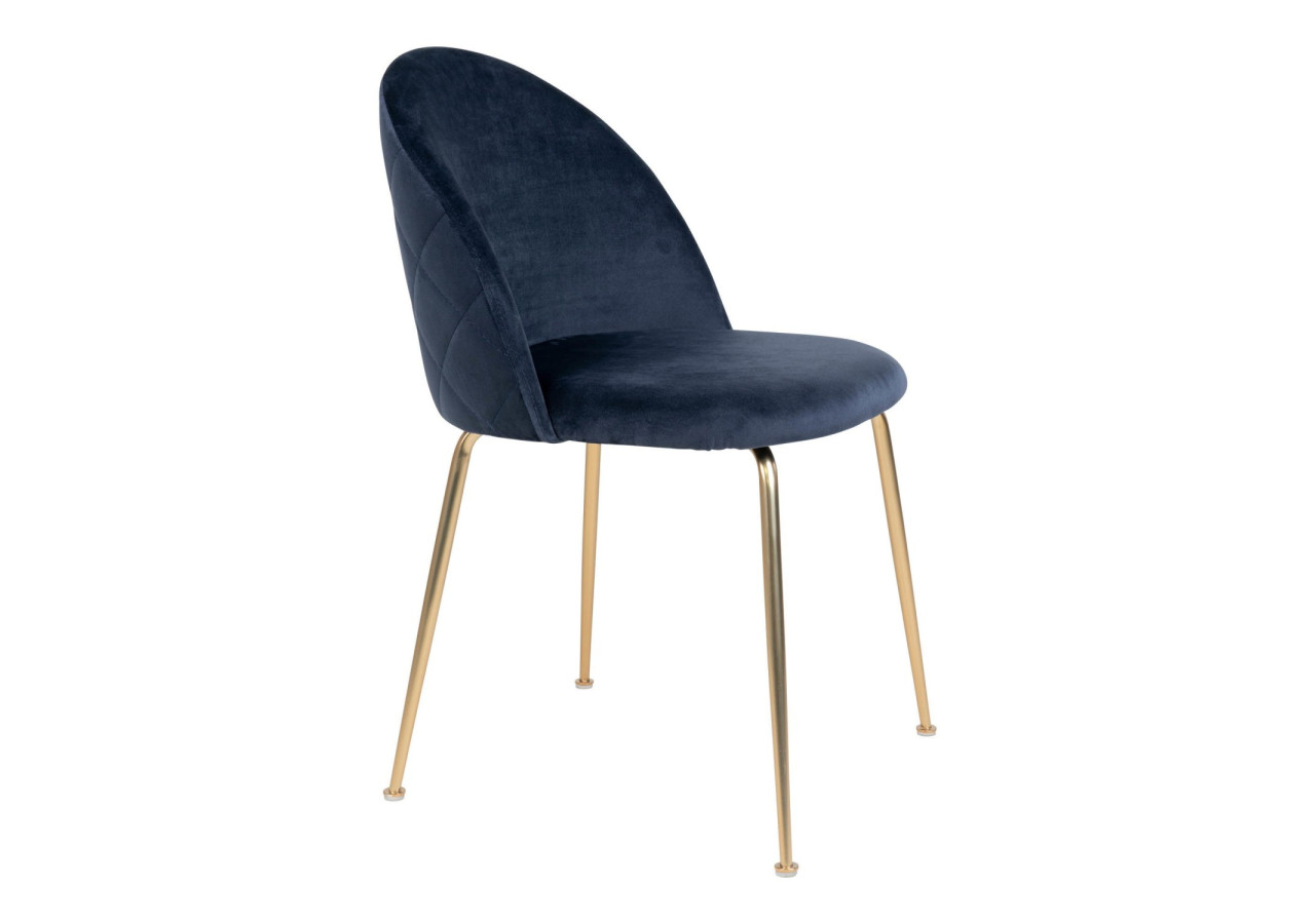 Chaise de Salle à Manger Geneve - Velours bleu avec pieds en laiton - 1001251 - House Nordic