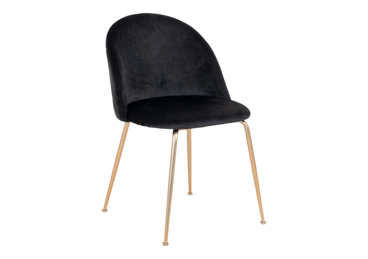 Chaise de Salle à Manger Geneve - Velours noir avec pieds en laiton - 1001253 - House Nordic