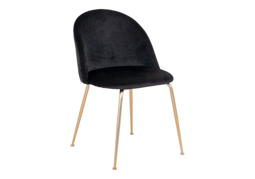 Chaise de Salle à Manger Geneve - Velours noir avec pieds en laiton - 1001253 - House Nordic Chaise de Salle à Manger Geneve - Velours noir avec pieds en laiton - 1001253 - House Nordic