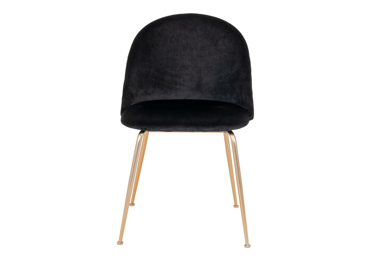 Chaise de Salle à Manger Geneve - Velours noir avec pieds en laiton - 1001253 - House Nordic