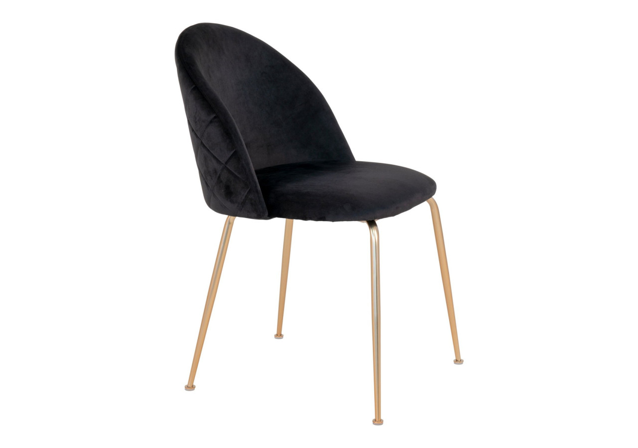 Chaise de Salle à Manger Geneve - Velours noir avec pieds en laiton - 1001253 - House Nordic