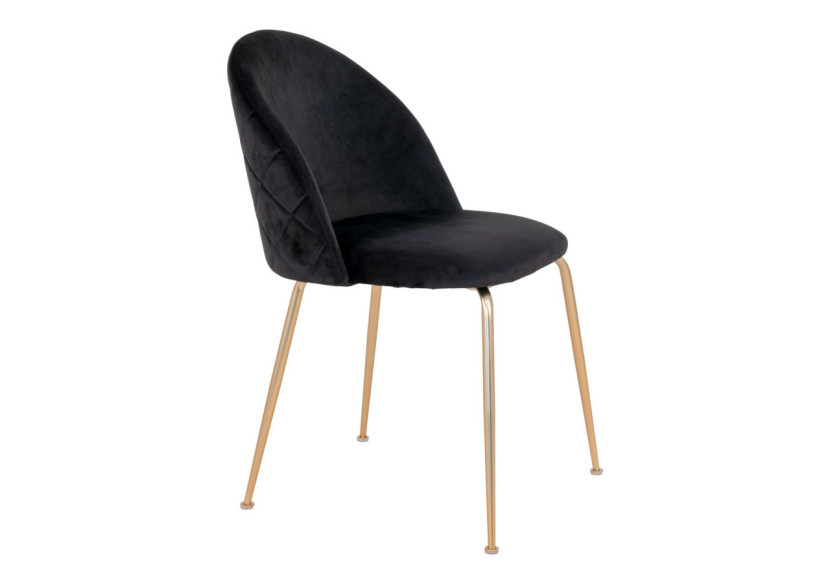 Chaise de Salle à Manger Geneve - Velours noir avec pieds en laiton - 1001253 - House Nordic Chaise de Salle à Manger Geneve - Velours noir avec pieds en laiton - 1001253 - House Nordic