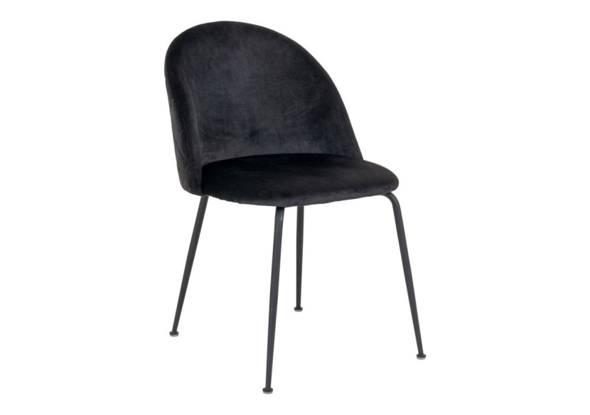 Chaise de Salle à Manger Geneve - Velours noir avec pieds noirs - 1001258 - House Nordic Chaise de Salle à Manger Geneve - Velours noir avec pieds noirs - 1001258 - House Nordic