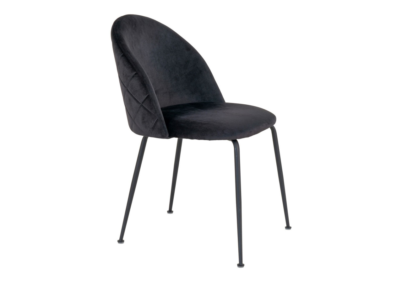 Chaise de Salle à Manger Geneve - Velours noir avec pieds noirs - 1001258 - House Nordic