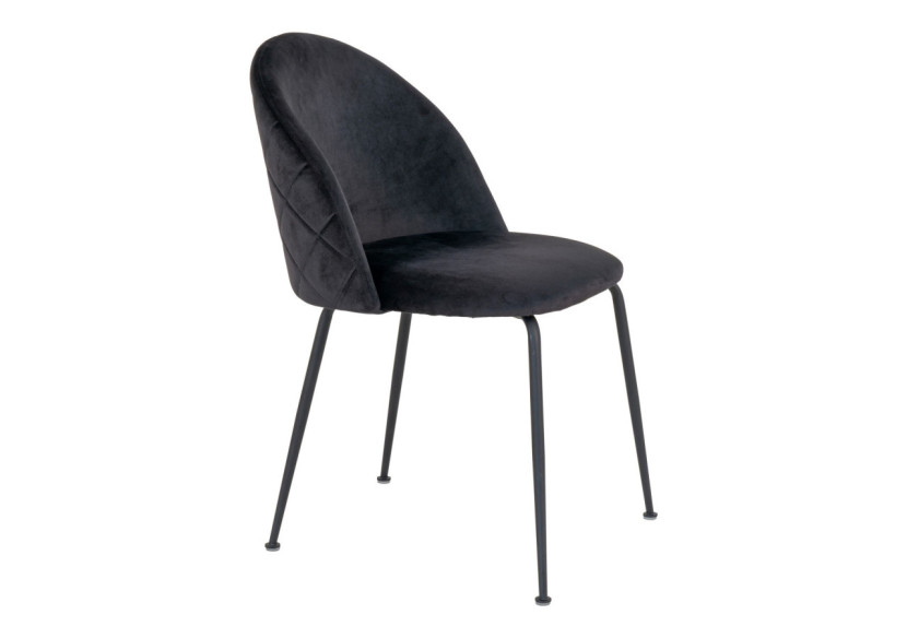 Chaise de Salle à Manger Geneve - Velours noir avec pieds noirs - 1001258 - House Nordic Chaise de Salle à Manger Geneve - Velours noir avec pieds noirs - 1001258 - House Nordic