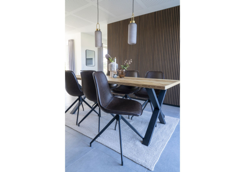 Chaise de Salle à Manger MONACO - Tissu PU marron foncé avec rotation - 1001280 - House Nordic Chaise de Salle à Manger MONACO - Tissu PU marron foncé avec rotation - 1001280 - House Nordic