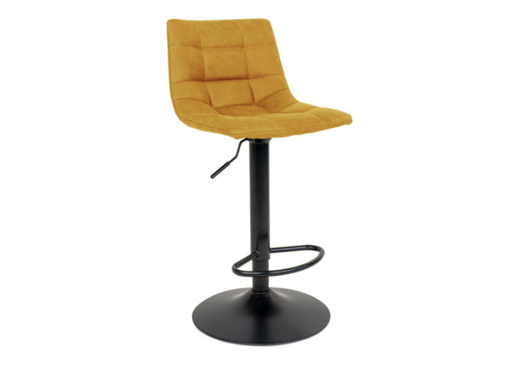 Chaise de Bar MIDDELFART - Microfibre jaune moutarde avec pieds noirs - 1001303 - House Nordic