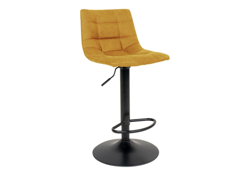 Chaise de Bar MIDDELFART - Microfibre jaune moutarde avec pieds noirs - 1001303 - House Nordic