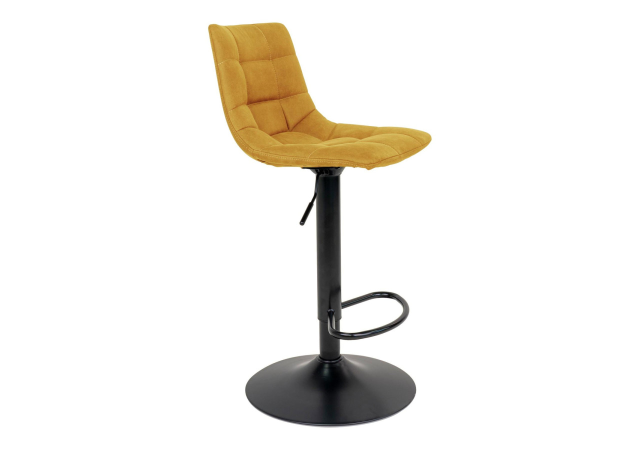 Chaise de Bar MIDDELFART - Microfibre jaune moutarde avec pieds noirs - 1001303 - House Nordic
