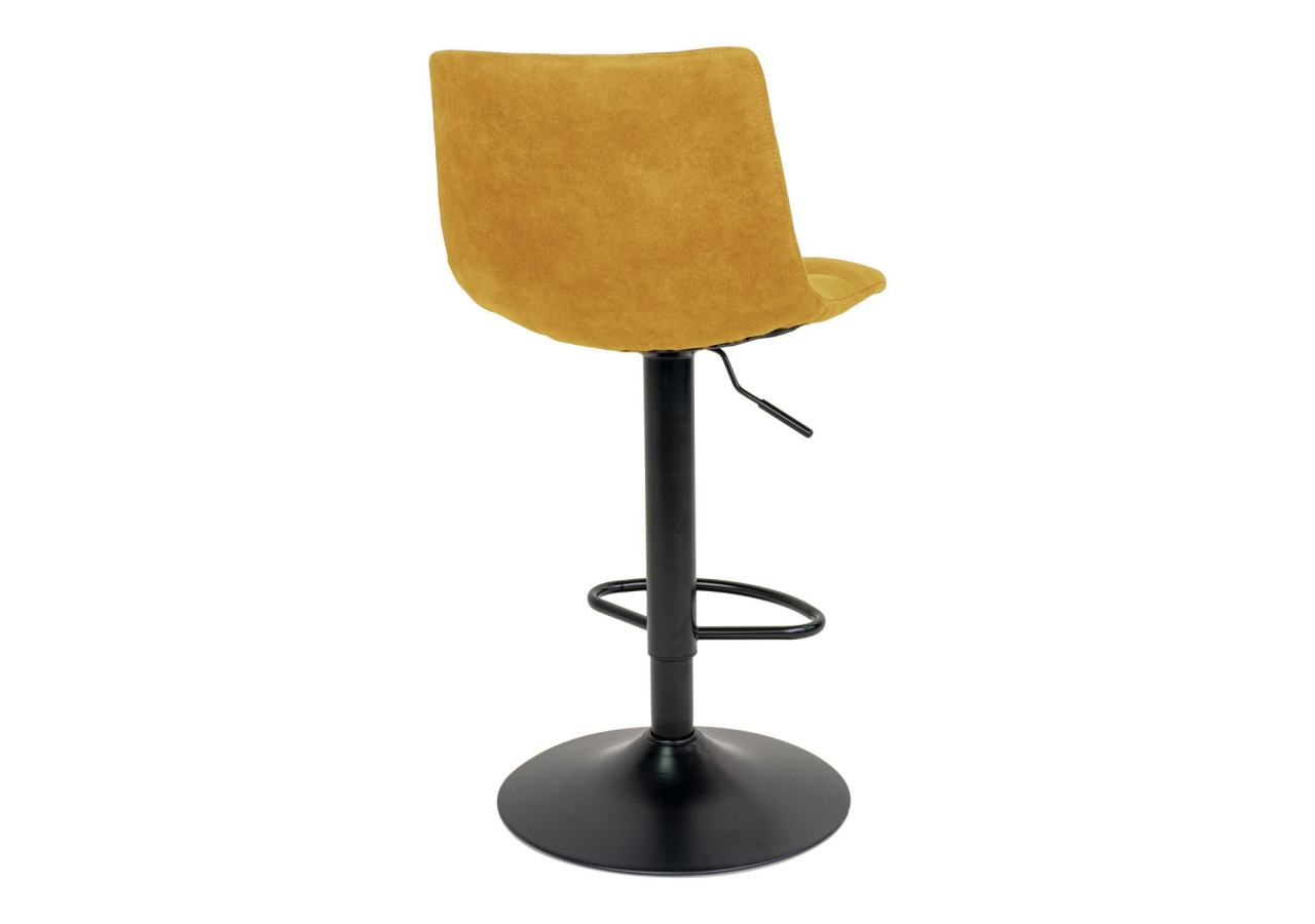 Chaise de Bar MIDDELFART - Microfibre jaune moutarde avec pieds noirs - 1001303 - House Nordic