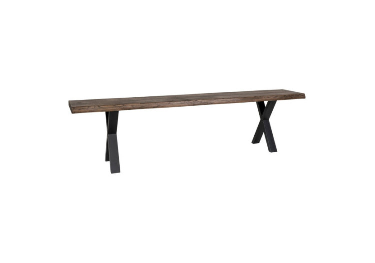 Banc TOULON - Banc en chêne fumé avec bord ondulé 180x32 cm - 1401210 - House Nordic