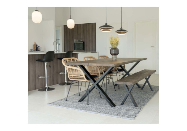 Banc TOULON - Banc en chêne fumé avec bord ondulé 180x32 cm - 1401210 - House Nordic 2