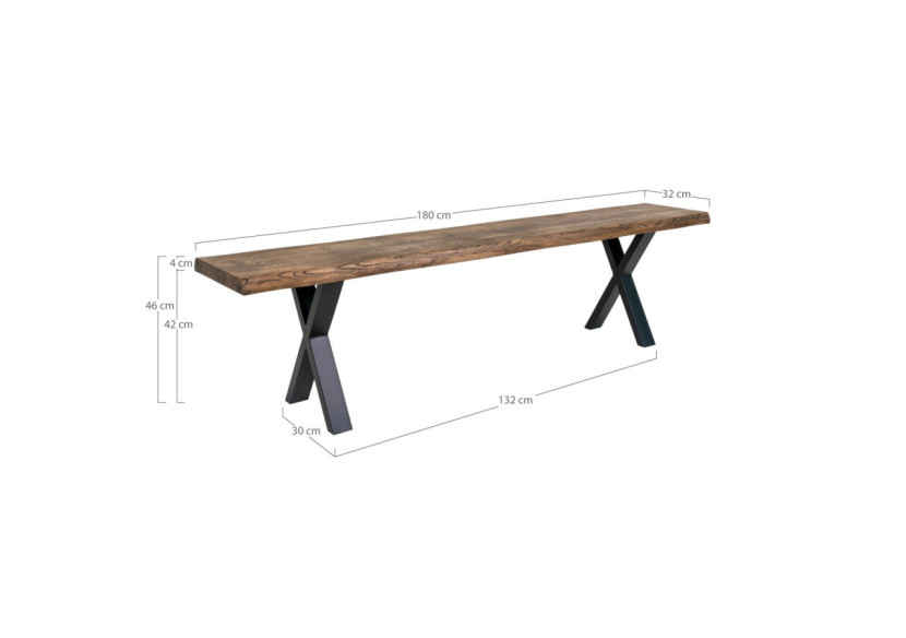 Banc TOULON - Banc en chêne fumé avec bord ondulé 180x32 cm - 1401210 - House Nordic