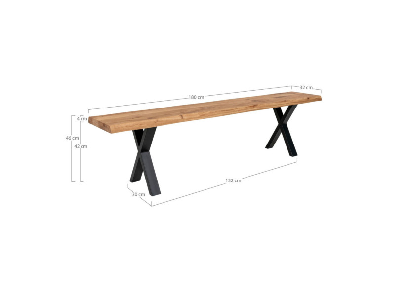 Banc TOULON - Banc en chêne huilé avec bord ondulé 180x32 cm - 1401220 - House Nordic