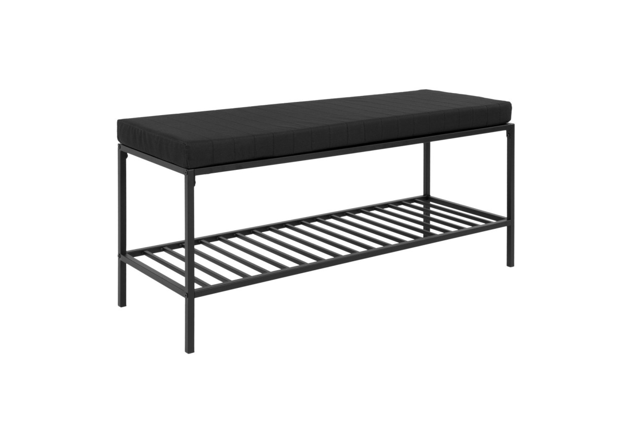 Banc VITA - Banc avec cadre noir, étagère et coussin - 1401250 - House Nordic