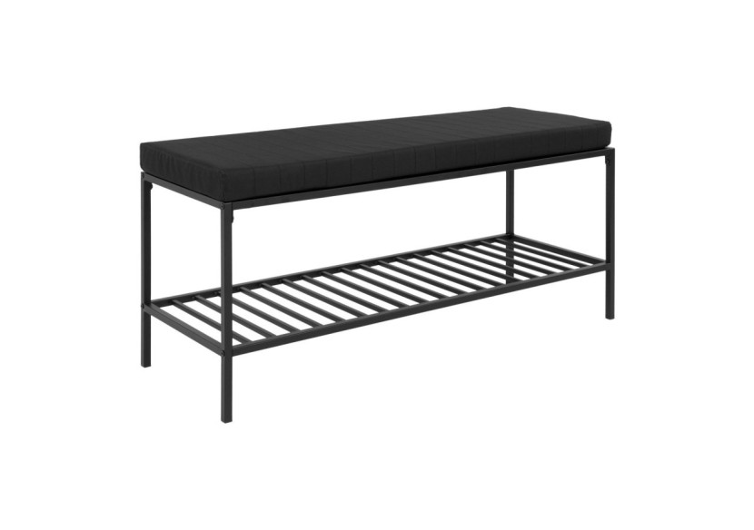 Banc VITA - Banc avec cadre noir, étagère et coussin - 1401250 - House Nordic