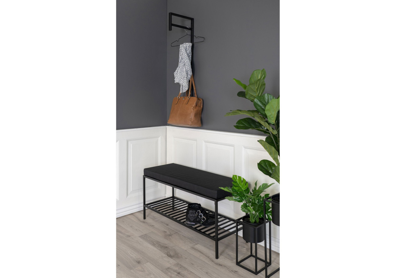 Banc VITA - Banc avec cadre noir, étagère et coussin - 1401250 - House Nordic