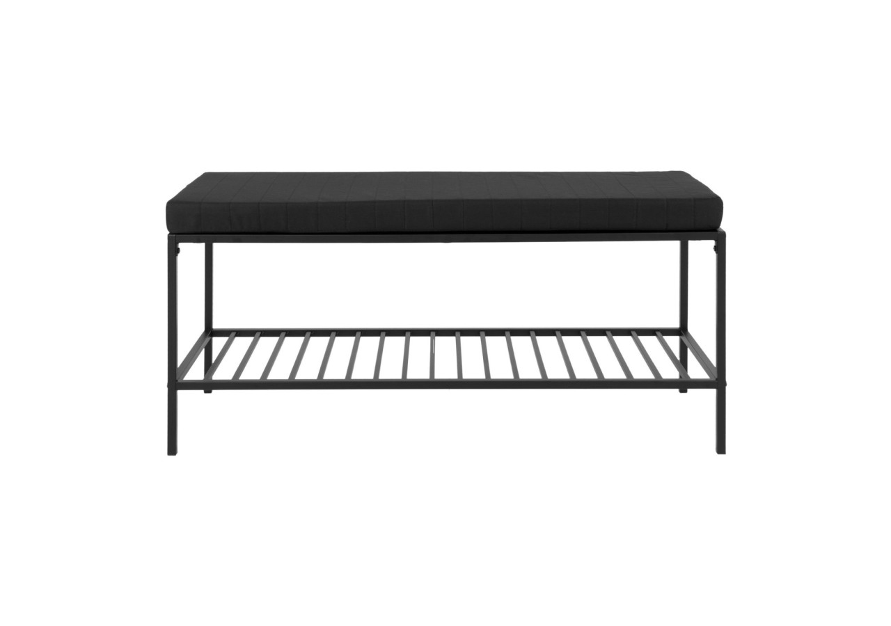 Banc VITA - Banc avec cadre noir, étagère et coussin - 1401250 - House Nordic