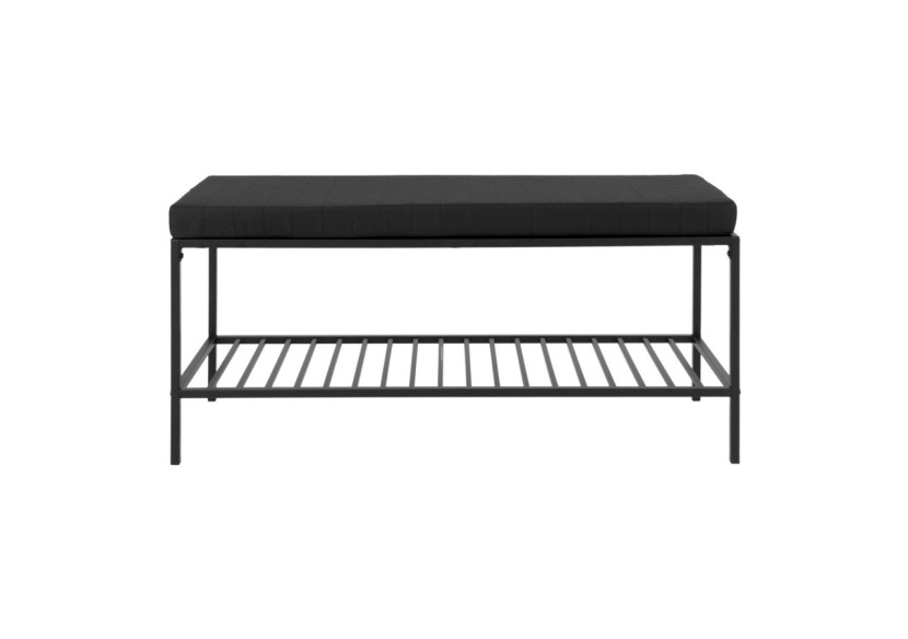 Banc VITA - Banc avec cadre noir, étagère et coussin - 1401250 - House Nordic