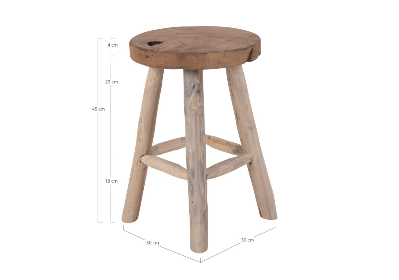 Tabouret BADIA - Tabouret en teck avec 4 pieds - 1501100 - House Nordic