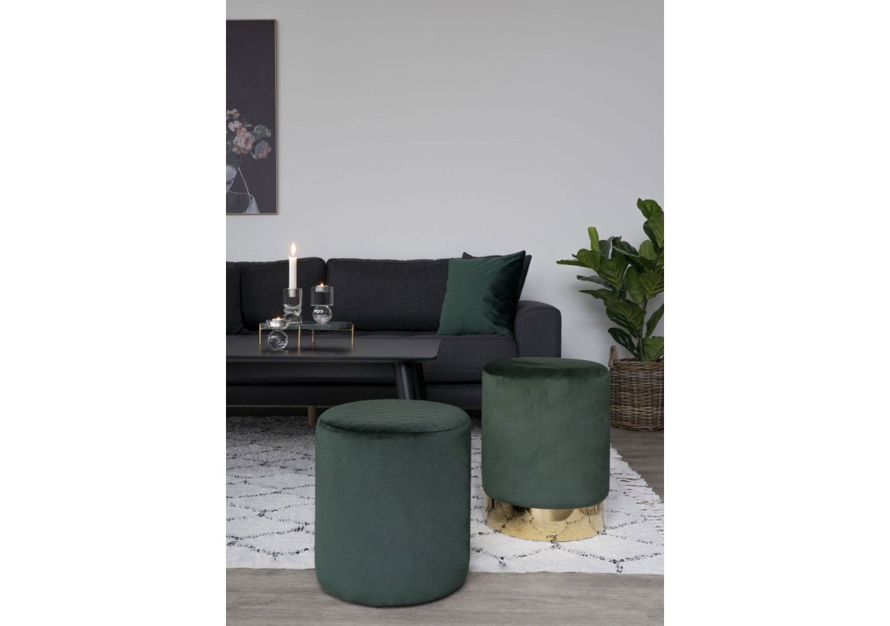 Pouf EJBY - Pouf rond en velours vert foncé HN1206 - 1501104 - House Nordic
