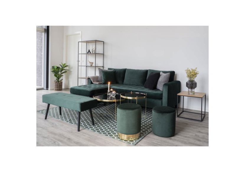 Pouf EJBY - Pouf rond en velours vert foncé HN1206 - 1501104 - House Nordic