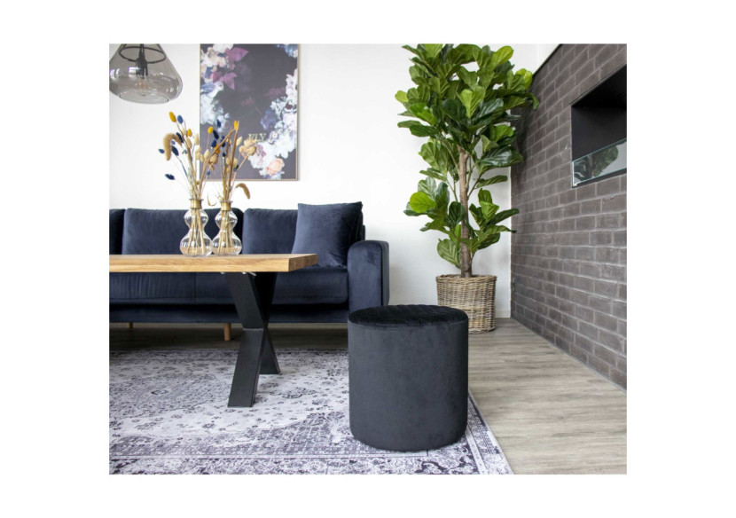 Pouf EJBY - Pouf rond en velours noir HN1207 - 1501109 - House Nordic