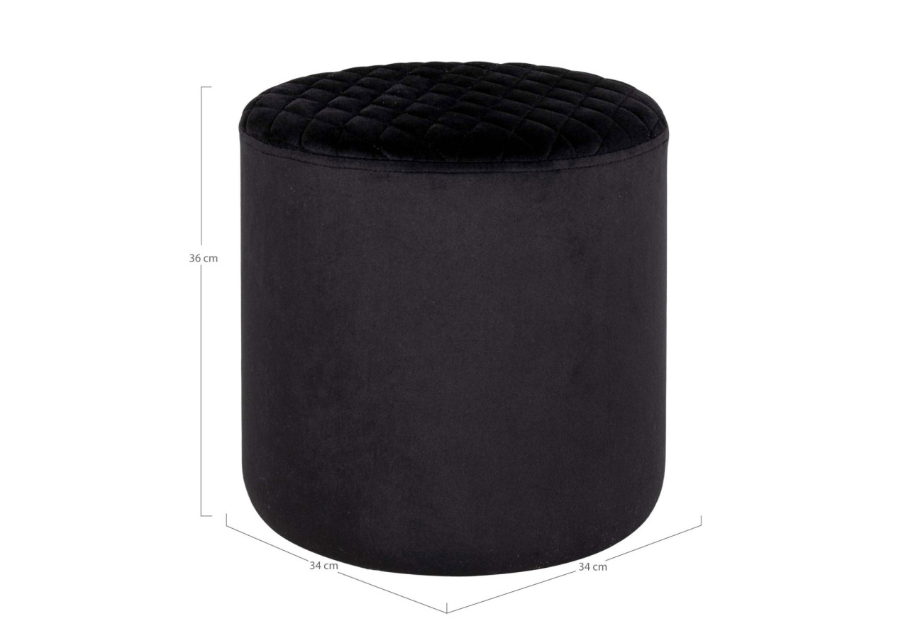 Pouf EJBY - Pouf rond en velours noir HN1207 - 1501109 - House Nordic