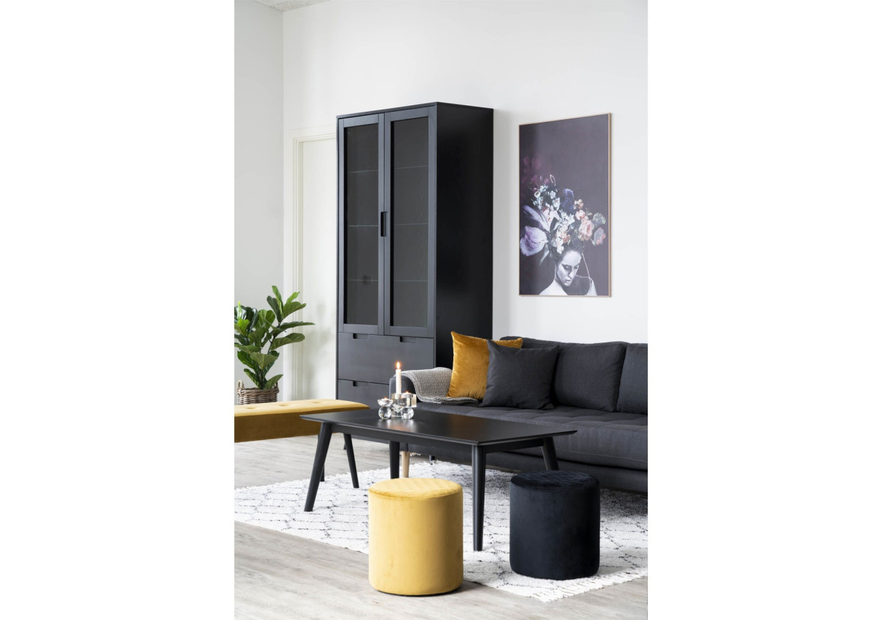 Pouf EJBY - Pouf rond en velours noir HN1207 - 1501109 - House Nordic