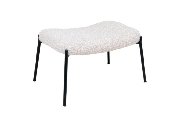 Repose-pieds Glasgow - Fourrure synthétique blanche avec pieds noirs - 1501136 - House Nordic