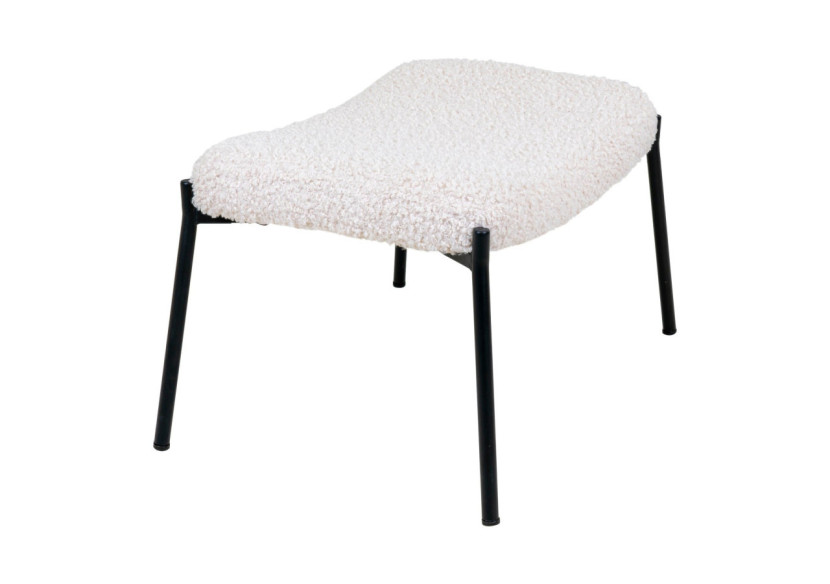 Repose-pieds Glasgow - Fourrure synthétique blanche avec pieds noirs - 1501136 - House Nordic