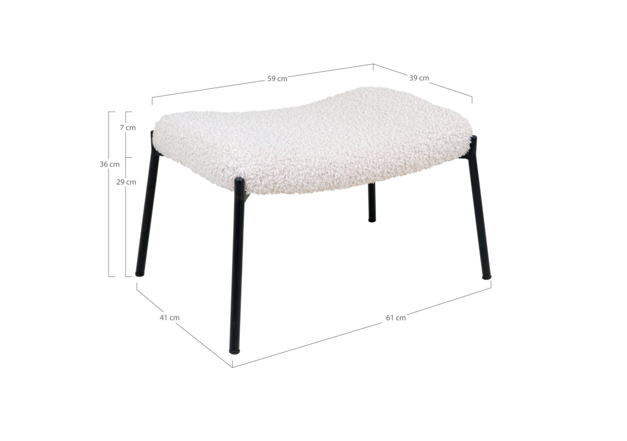 Repose-pieds Glasgow - Fourrure synthétique blanche avec pieds noirs - 1501136 - House Nordic