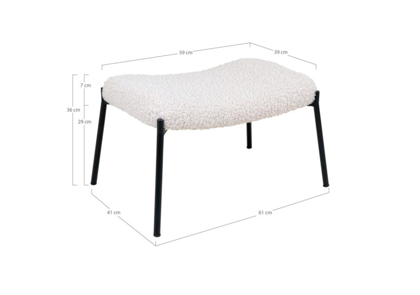 Repose-pieds Glasgow - Fourrure synthétique blanche avec pieds noirs - 1501136 - House Nordic