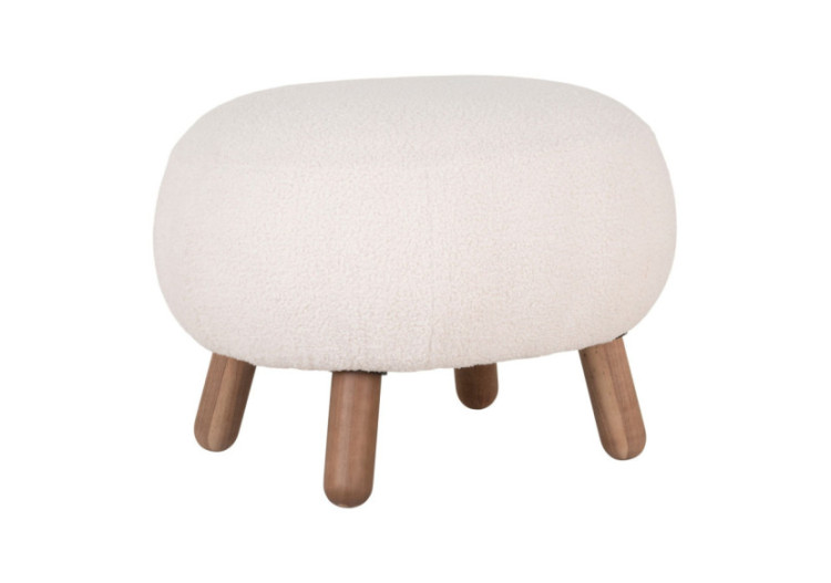 Repose-pieds Savona - Fourrure synthétique avec pieds effet noyer - 1501185 - House Nordic