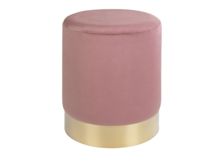 Pouf Gamby - Velours rose avec base en acier couleur laiton - 1504020 - House Nordic