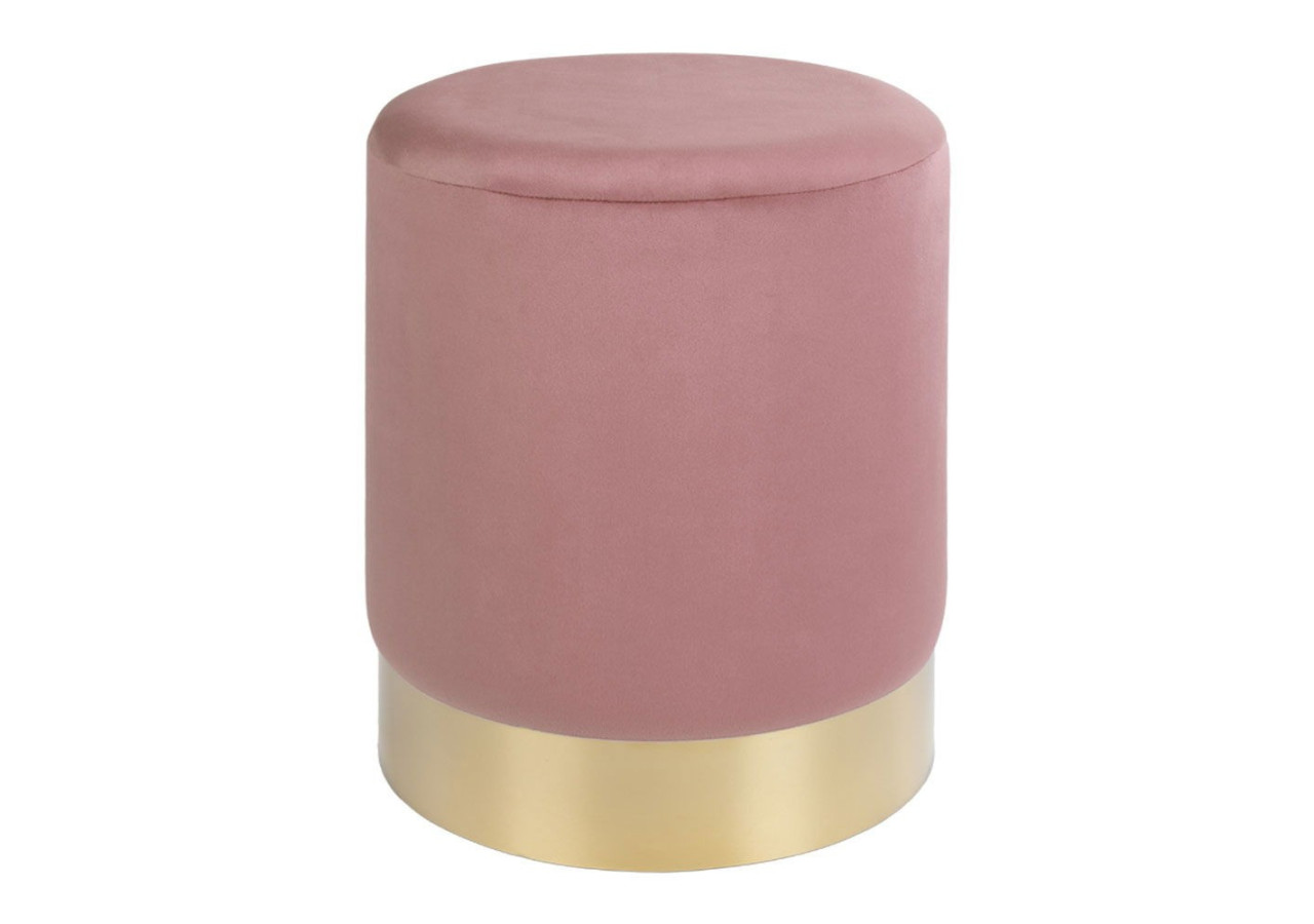 Pouf Gamby - Velours rose avec base en acier couleur laiton - 1504020 - House Nordic