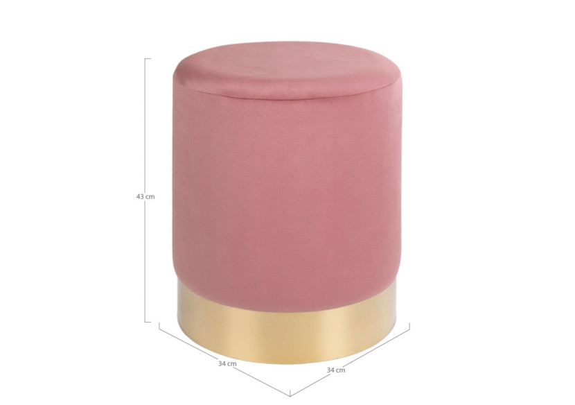 Pouf Gamby - Velours rose avec base en acier couleur laiton - 1504020 - House Nordic