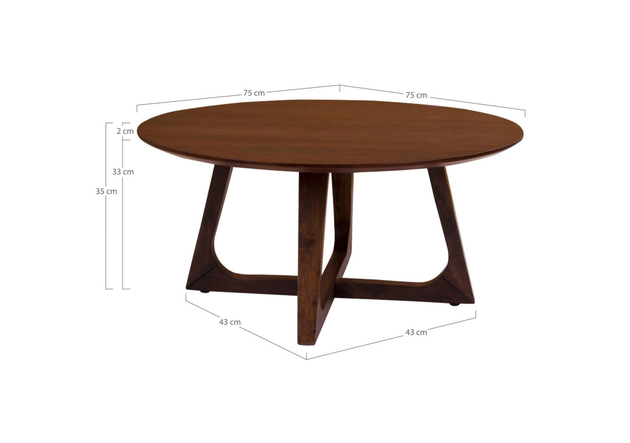 Table basse Hellerup - Placage en noyer 75 cm - 2101010 - House Nordic