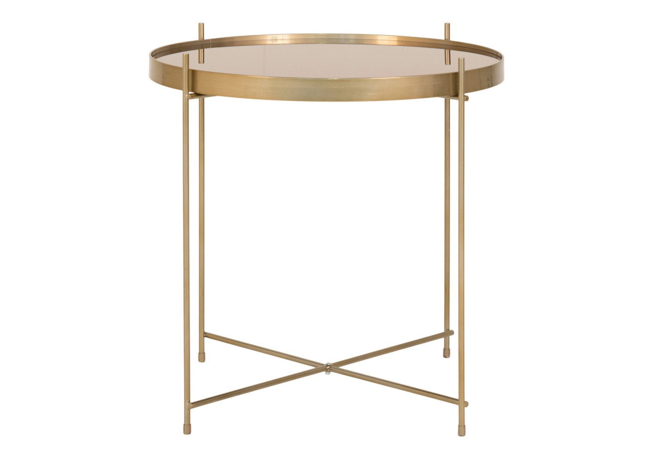 Table Basse VENEZIA - Acier couleur laiton avec verre 48 x 48 cm - 2101101 - House Nordic