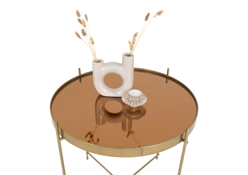 Table Basse VENEZIA - Acier couleur laiton avec verre 48 x 48 cm - 2101101 - House Nordic Table Basse VENEZIA - Acier couleur laiton avec verre 48 x 48 cm - 2101101 - House Nordic