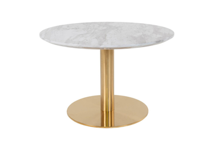 Table Basse BOLZANO - Plateau effet marbre et base en laiton 70 x 45 cm - 2101160 - House Nordic