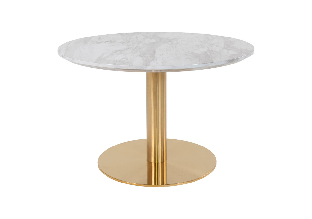 Table Basse BOLZANO - Plateau effet marbre et base en laiton 70 x 45 cm - 2101160 - House Nordic