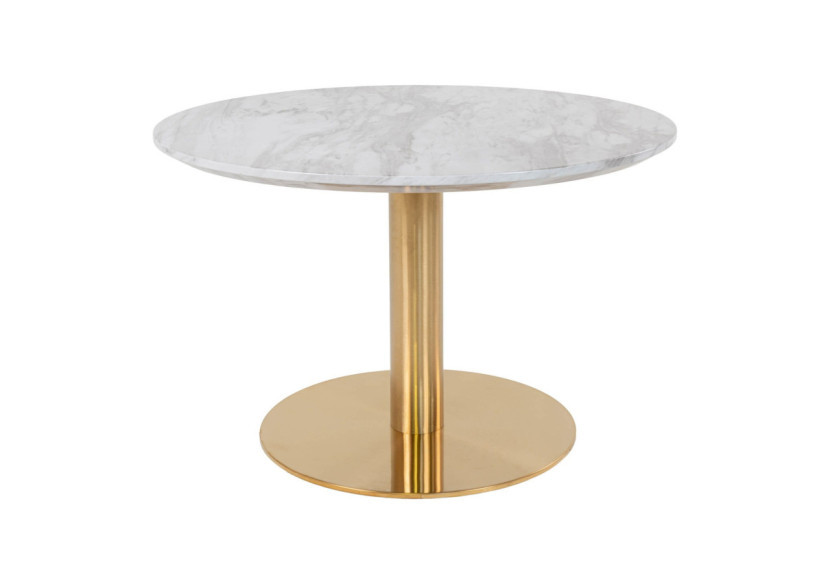 Table Basse BOLZANO - Plateau effet marbre et base en laiton 70 x 45 cm - 2101160 - House Nordic