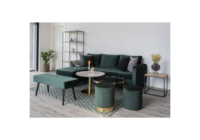 Table Basse BOLZANO - Plateau effet marbre et base en laiton 70 x 45 cm - 2101160 - House Nordic