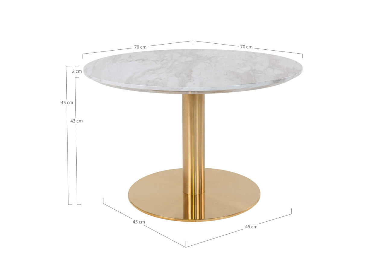 Table Basse BOLZANO - Plateau effet marbre et base en laiton 70 x 45 cm - 2101160 - House Nordic
