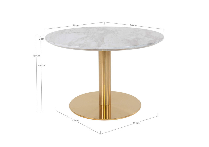 Table Basse BOLZANO - Plateau effet marbre et base en laiton 70 x 45 cm - 2101160 - House Nordic